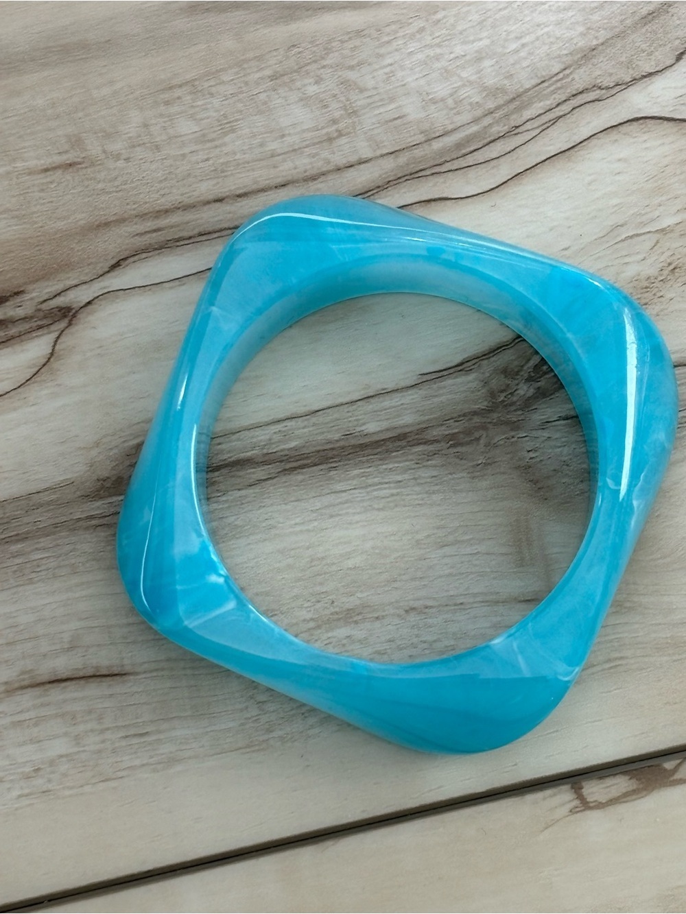 Turquoise Square-Round Resin Bangle Bracelet